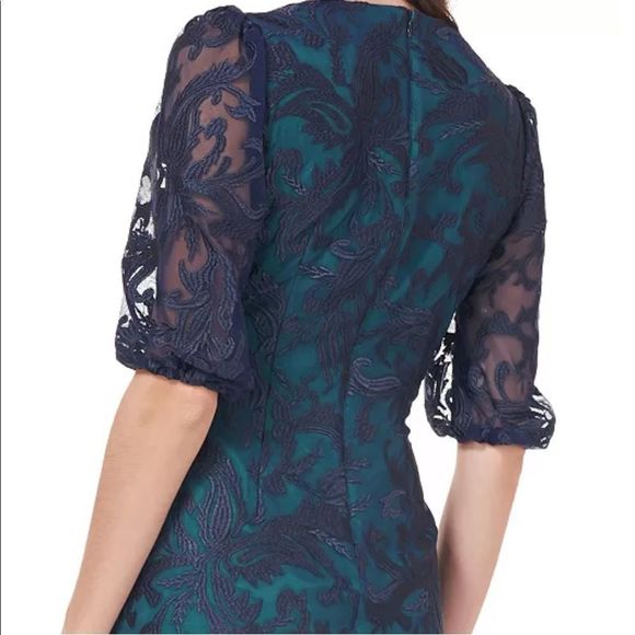 JS Collections Teal and Navy Midi Dress - Picture 4 of 4